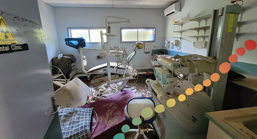 dental treatment room with flood damage